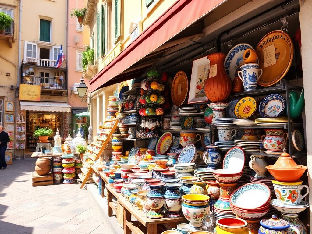 Handmade Vietri ceramics in an Amalfi Coast boutique street